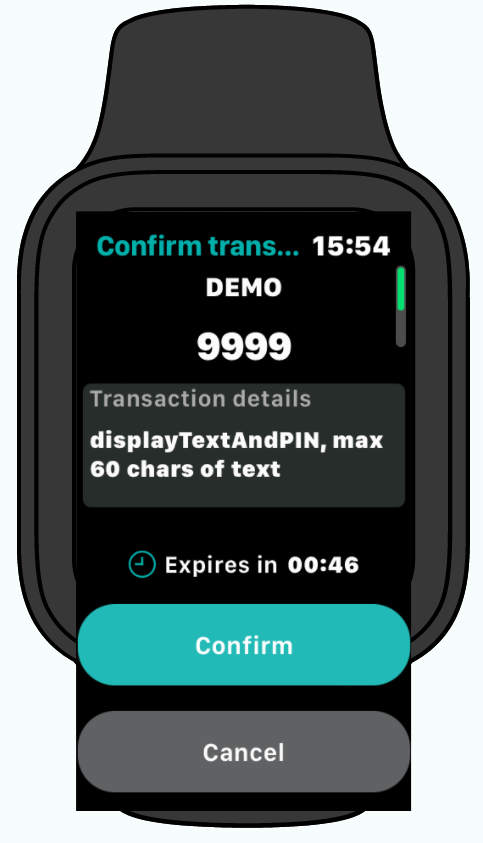 displayTextAndPIN 1 watch